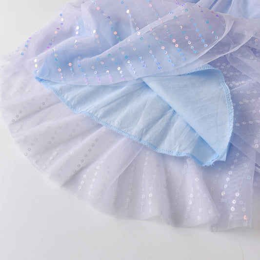 2-8Y Girls Short Sleeve T-Shirt Sparkle Tulle A Line Girls Top