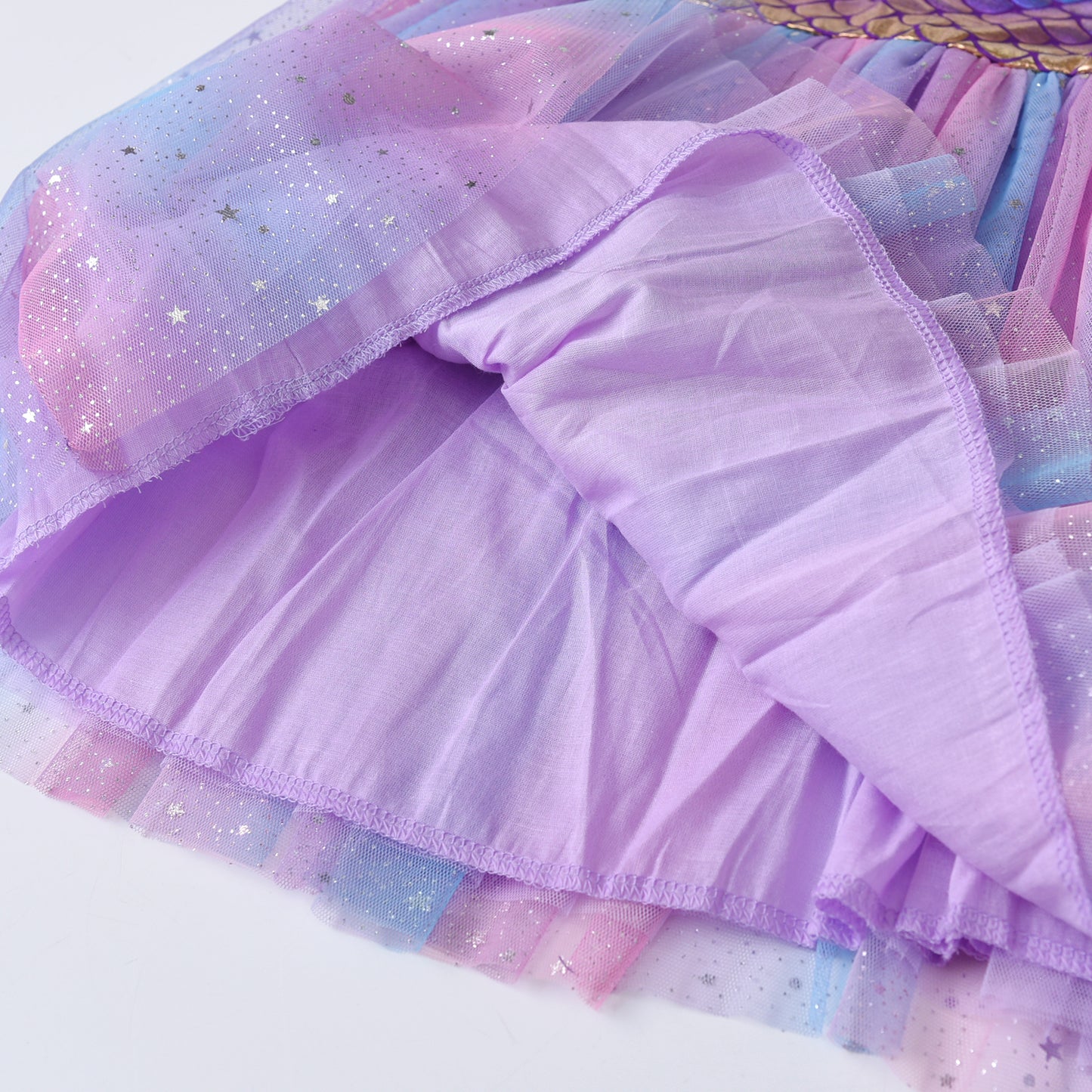 2Y-8Y Girls Sleeveless Dress Purple Rainbow Mermaid Sparkle Tulle Tutu Dress