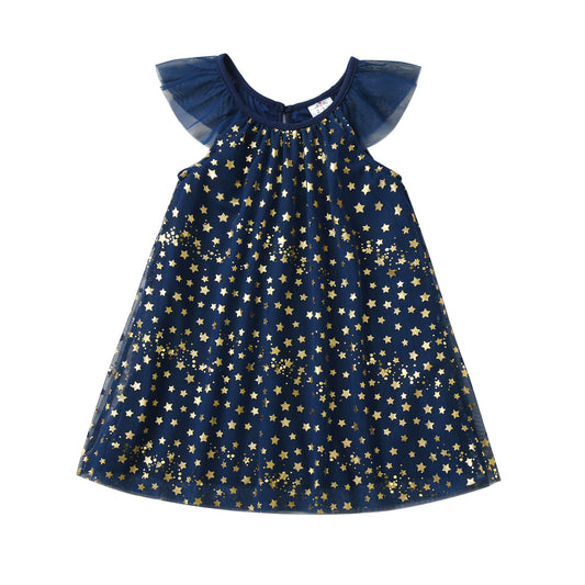 2Y-8Y Girls Clothes Set Sparkle Tulle T-shirt + Stars Pattern Girl Toddler Leggings Skinny Pants