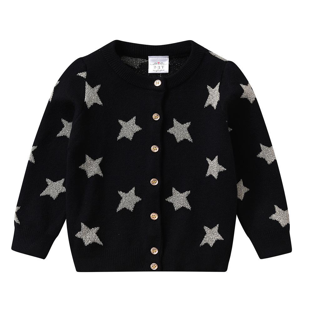 2-8Y Girls Clothes Set Star Print Cardigan Sweaters + Star Sparkle Layers Tulle Skirt