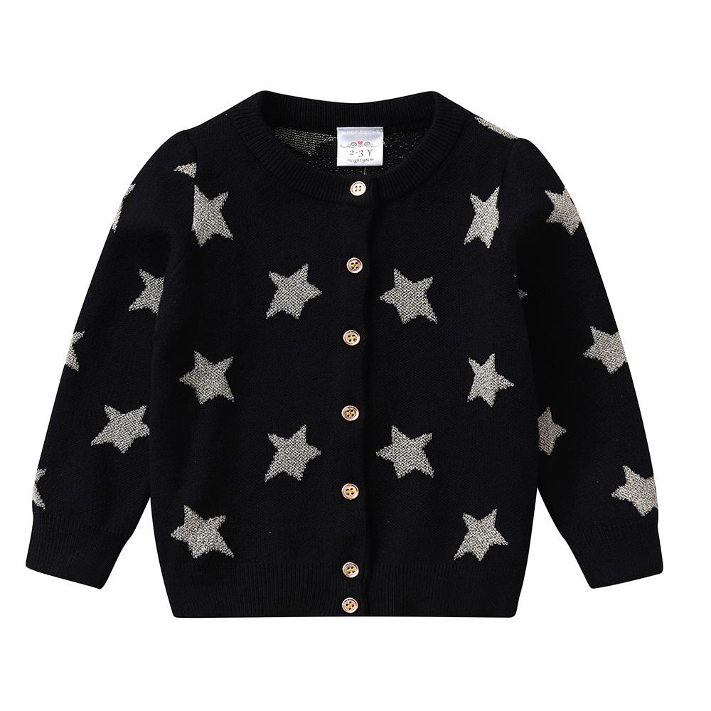 2-8Y Girls Clothes Set Star Print Cardigan Sweaters + Star Sparkle Tulle Skirt Outfit