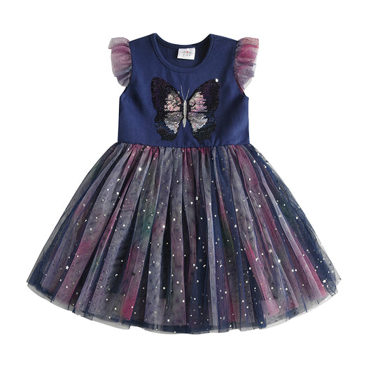 Butterfly Perler Beads Toddler Tutu Girl Dress for Daily Party 3-8T