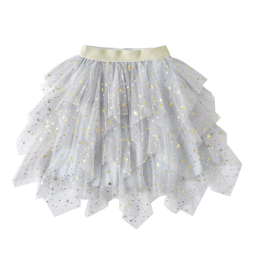 Sequins Star Tulle Skirts Summer Irregular Tutu Skirts for Girls Toddler