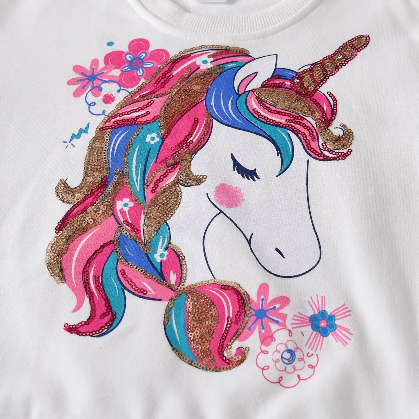 2Y-8Y Girls Clothing Sets Unicorn Pattern Sweatshirt and Rainbow Leggings