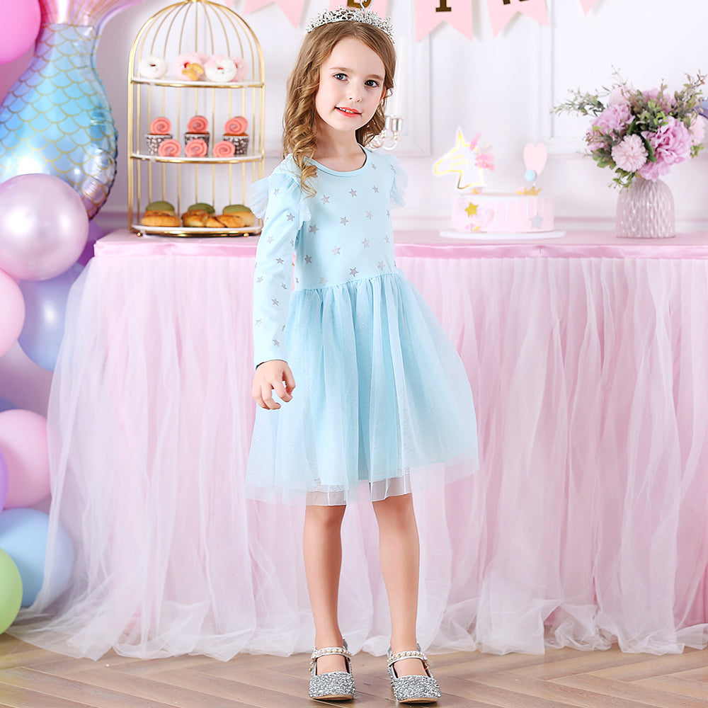 Girls Tutu Dresses Star Pattern Long Sleeve Tutu Dress