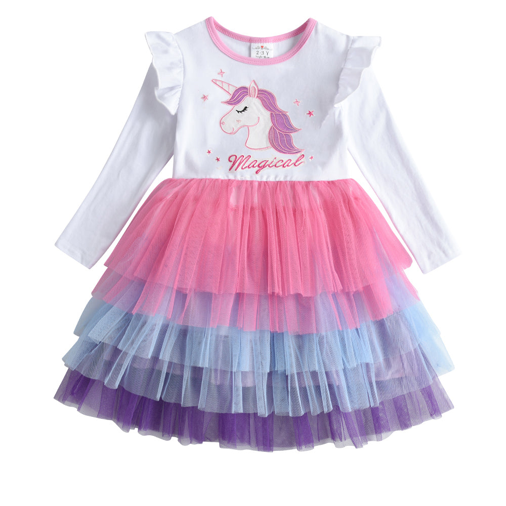 Magical Unicorn Colorful Layered Tulle Toddler Tutu Dress