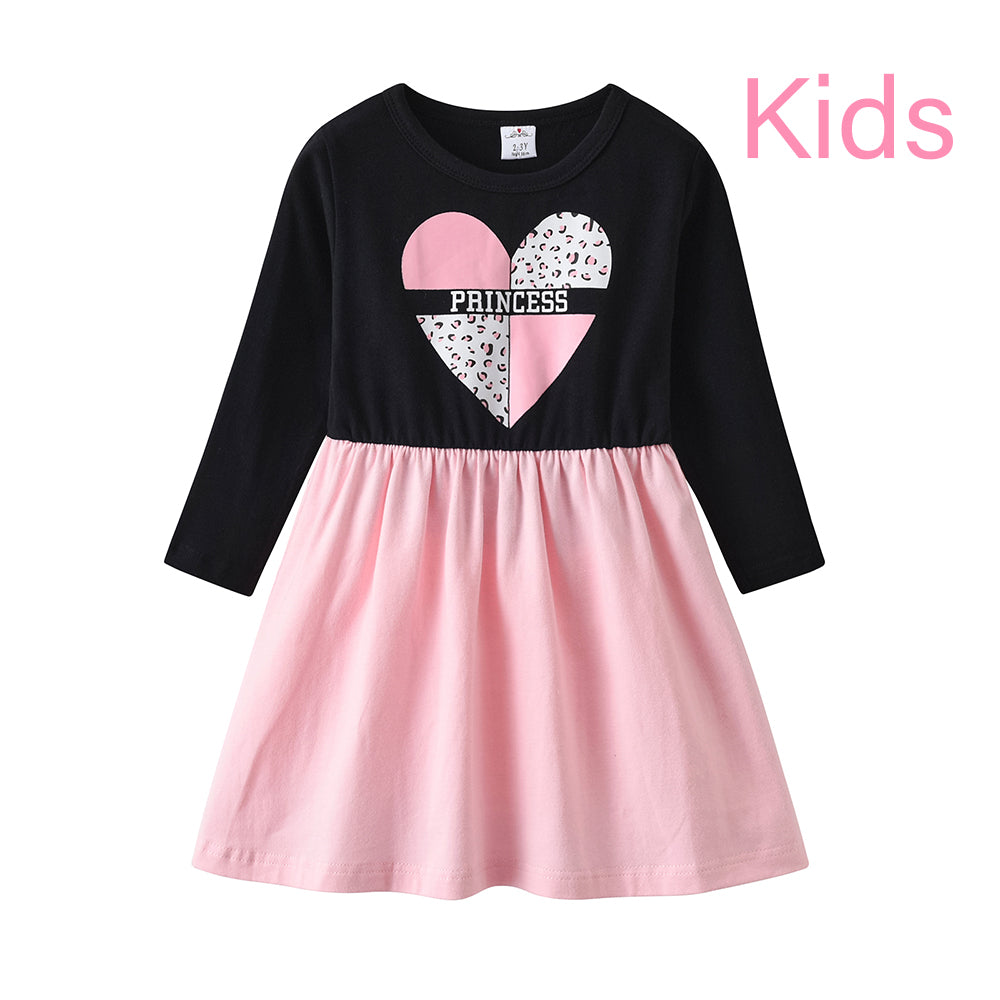 Vikita Mum and Daughter Family Matching Love Heart Princess Dress