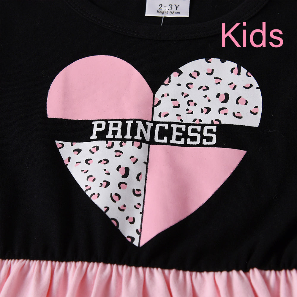 Vikita Mum and Daughter Family Matching Love Heart Princess Dress