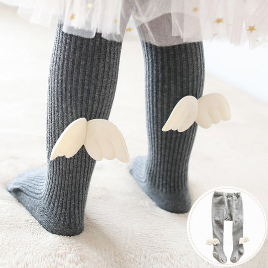 Pantyhose Girl Tights Skinny Stockings Angel Wings Cotton Warm Tights Toddlers Knitted Stocking