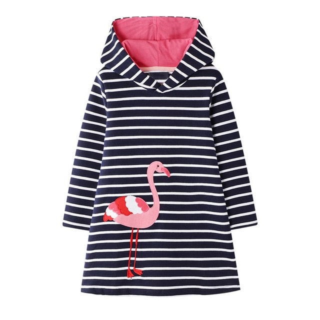 Flamingo A Line Cotton Striped Dresses for Girls Toddler