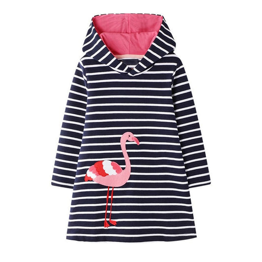 Flamingo A Line Cotton Striped Dresses for Girls Toddler