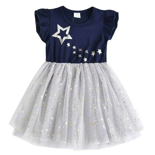 Girls Summer Dress Star Tulle Tutu Dress Birthday Party Princess Dress for Girls Toddler