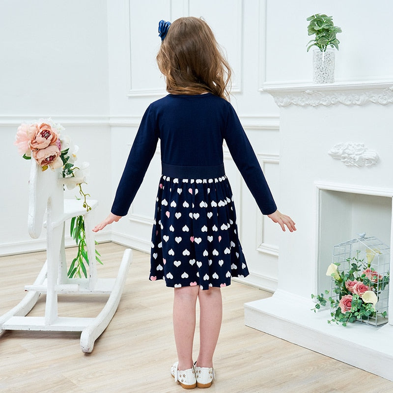 Butterfly Sequined Bowknot Girl Toddler Long Sleeve Cotton Dress