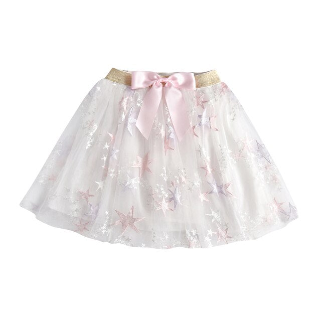 Star Embroidery Girls Toddlers Skirts Casual Layered Tutu Skirt