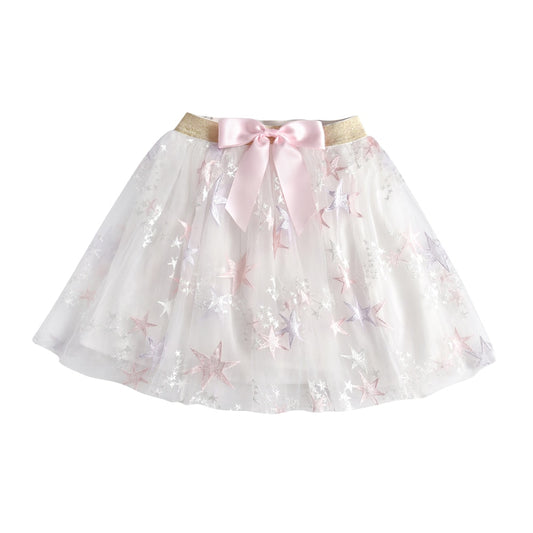 Star Embroidery Girls Toddlers Skirts Casual Layered Tutu Skirt