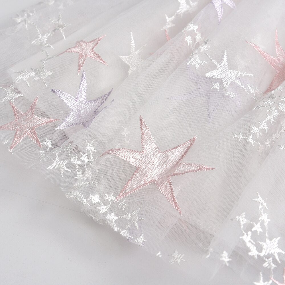 Star Embroidery Girls Toddlers Skirts Casual Layered Tutu Skirt