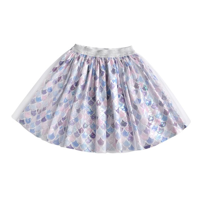 Mermaid Pattern Tutu Skirt Girl Pettiskirt Ball Gown Party Dance Tulle Skirts