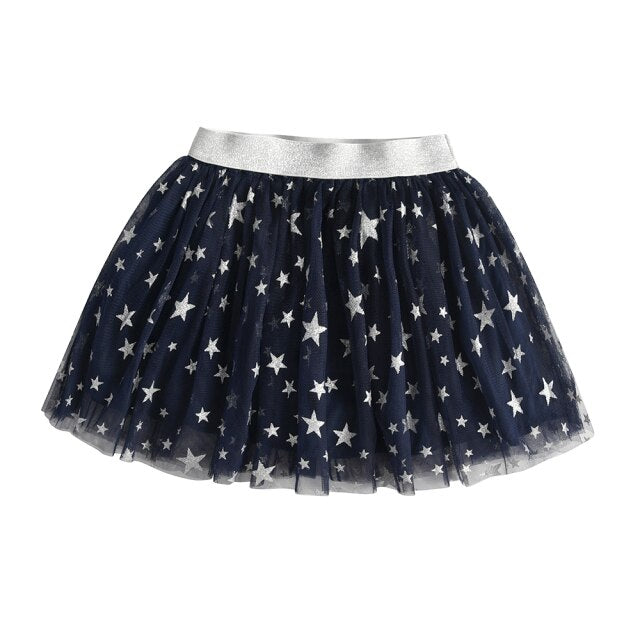Star Glitter Dance Tutu Skirt for Girl Toddler 3 Layers Tulle Pettiskirt