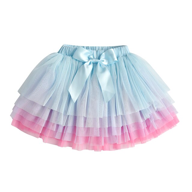 Colorful Bow Layered Princess Girl Toddler Skirts