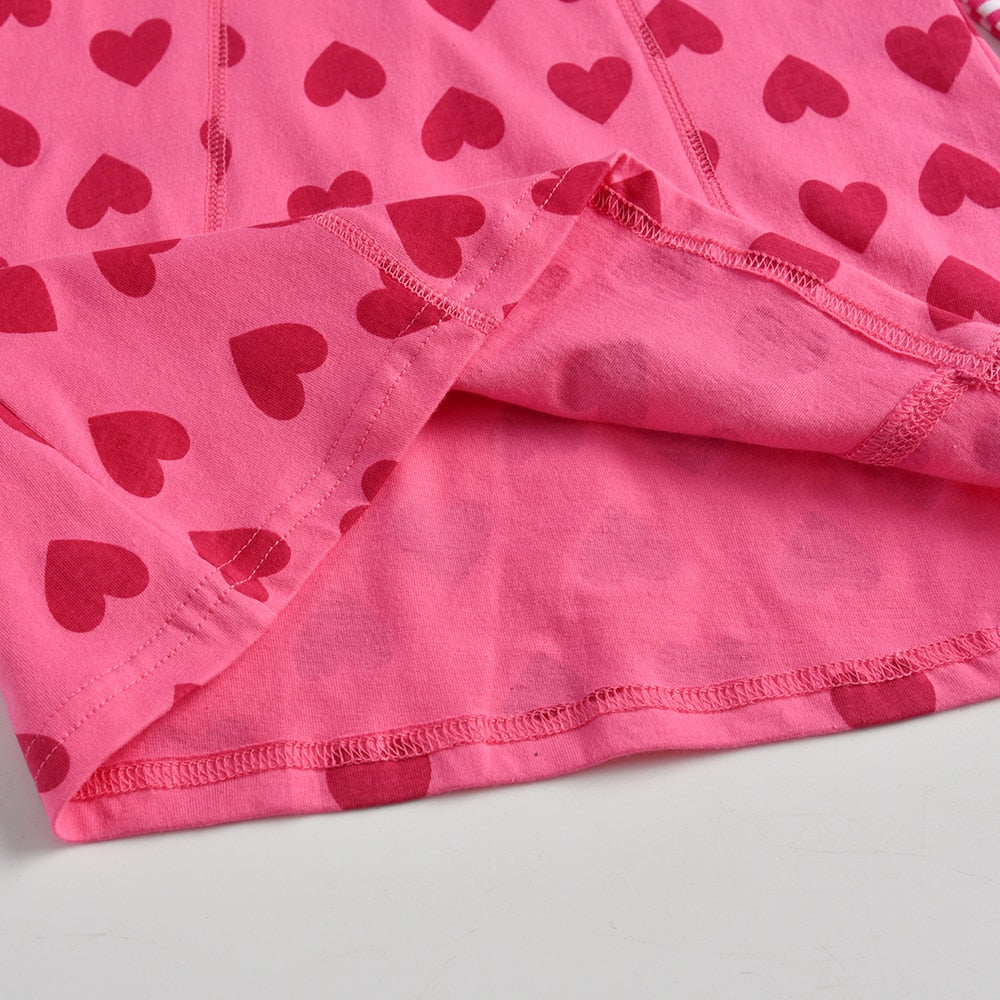 Love Heart Pattern Stripe Long Sleeve Girl Toddler A Line Dress