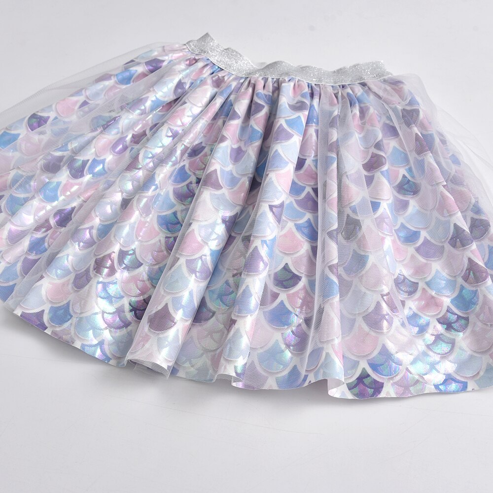 Mermaid Pattern Tutu Skirt Girl Pettiskirt Ball Gown Party Dance Tulle Skirts