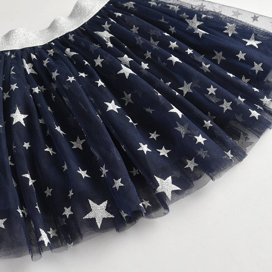 Star Glitter Dance Tutu Skirt for Girl Toddler 3 Layers Tulle Pettiskirt