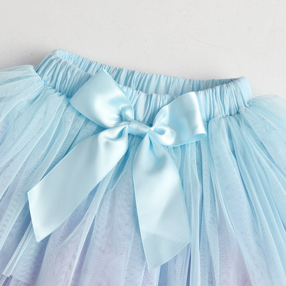 Colorful Bow Layered Princess Girl Toddler Skirts