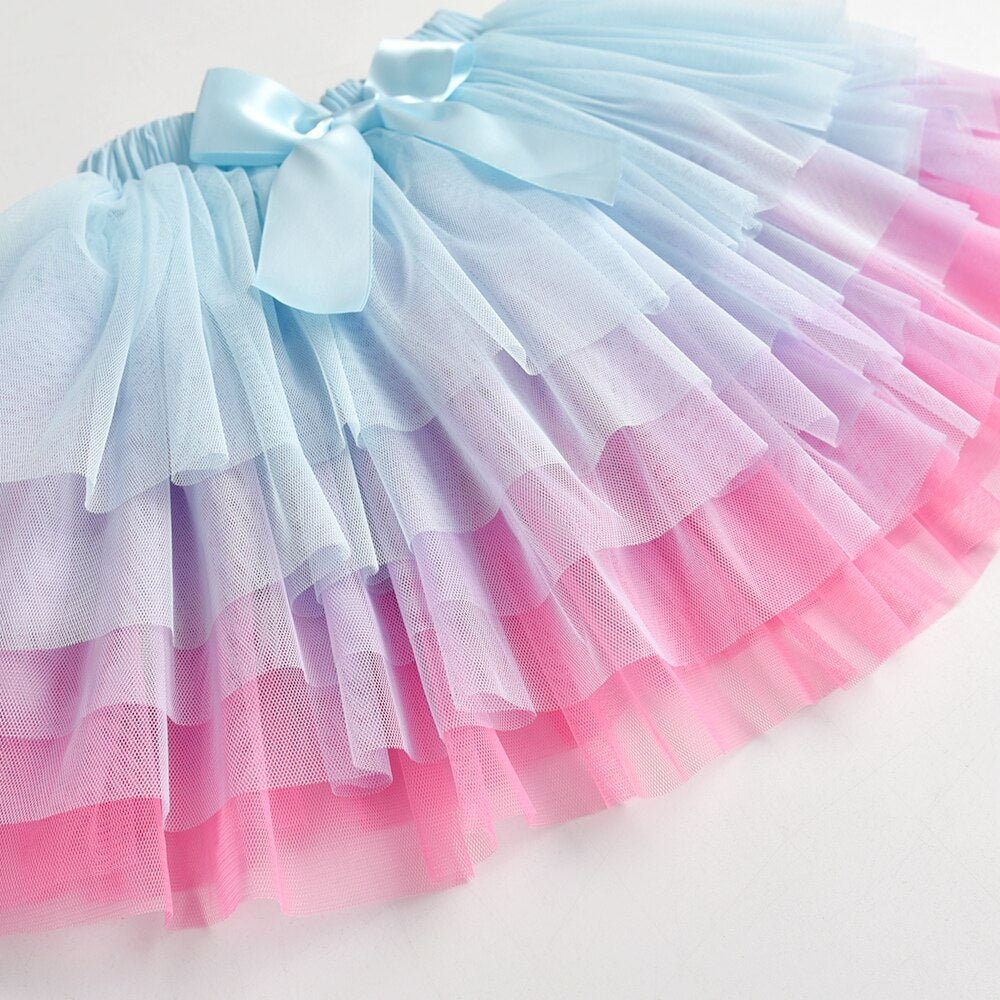 Colorful Bow Layered Princess Girl Toddler Skirts