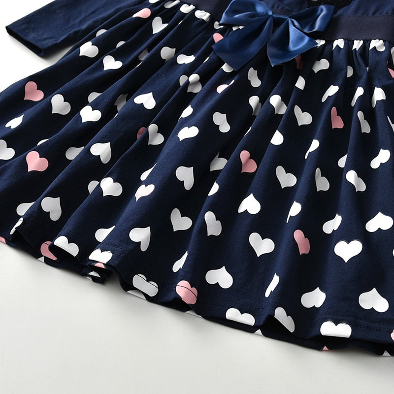 Butterfly Sequined Bowknot Girl Toddler Long Sleeve Cotton Dress