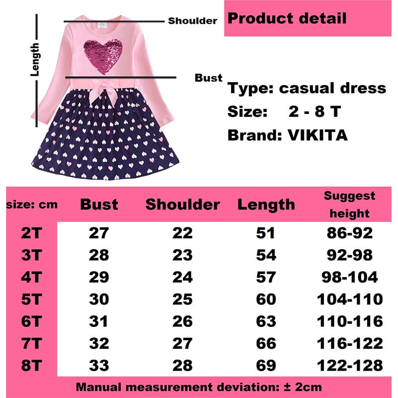 Butterfly Sequined Bowknot Girl Toddler Long Sleeve Cotton Dress