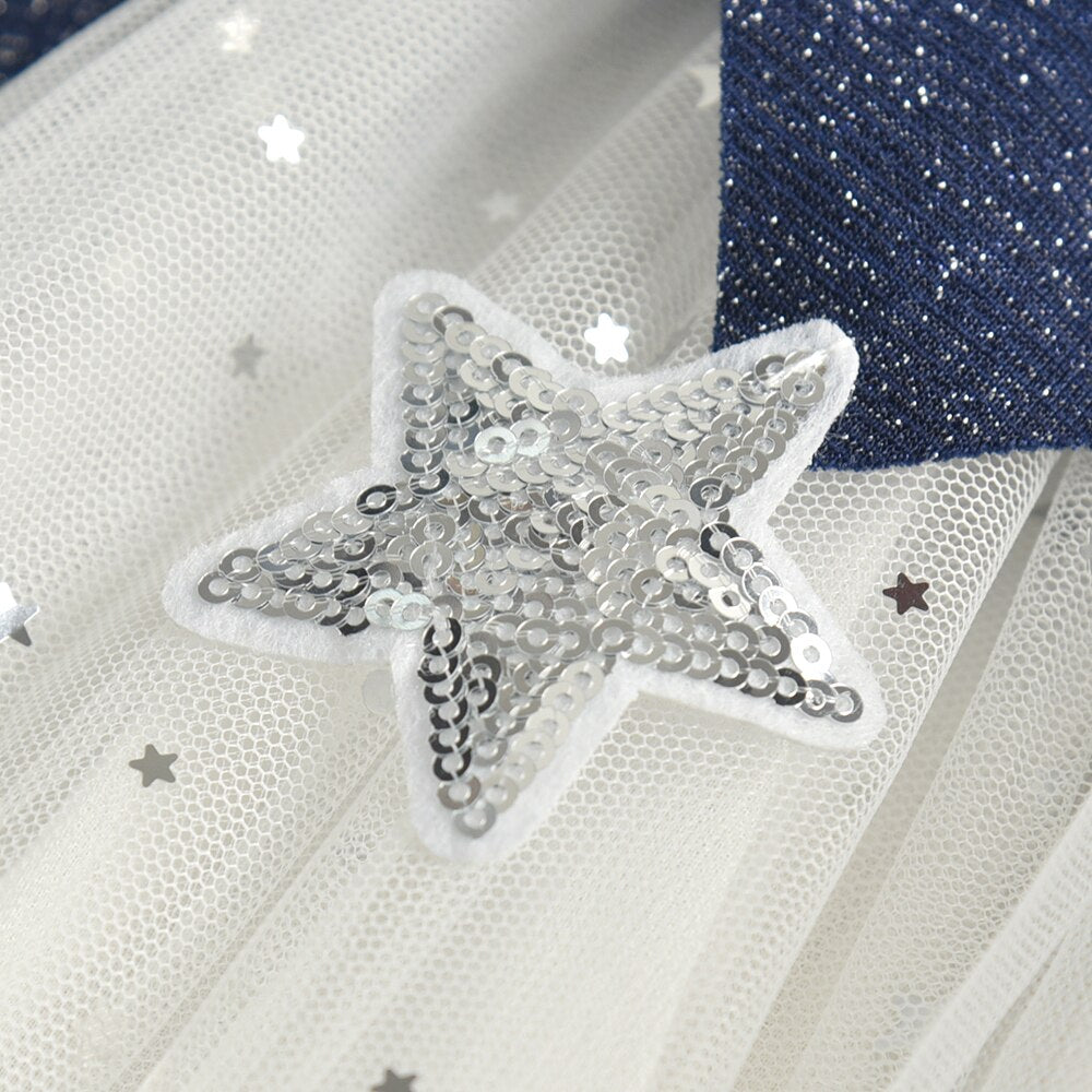 Bling Star Tulle Dress Girl Toddler Long Sleeve Tutu Dress