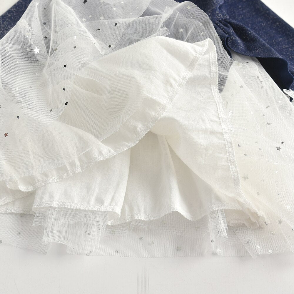Bling Star Tulle Dress Girl Toddler Long Sleeve Tutu Dress