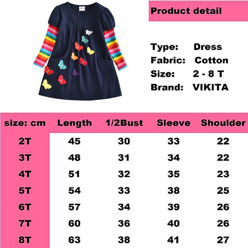 Flower Embroidery Rainbow Stripe Long Sleeve A Line Toddler Dress