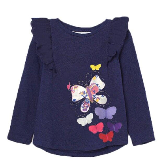 2Y-8Y Girls Clothes Sets Butterfly Embroidery Girls T-Shirts + Star Leggings Pants