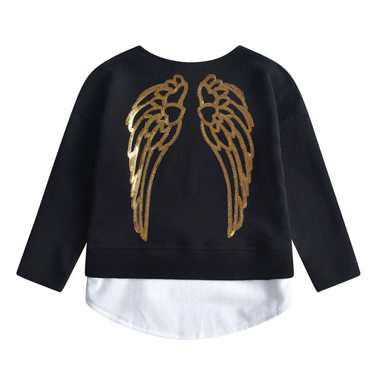 Angle Wings Sweatshirt Top and Love Heart Leggings Pants Girl Toddler Clothing Set