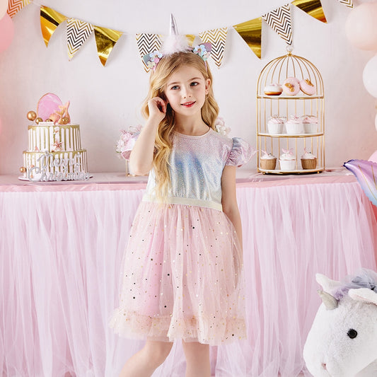 Pink Princess Ruffle Girl Toddler Party Brithday Tutu Dress