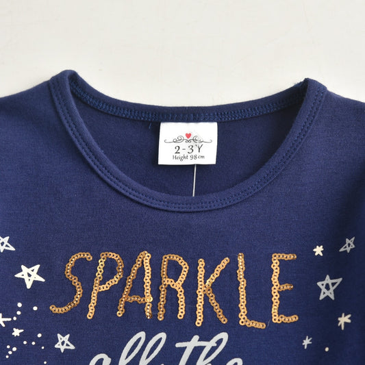 Christmas Sparkle all the why Spot Cord Dress Girl Toddler Cotton Long Sleeve Dress