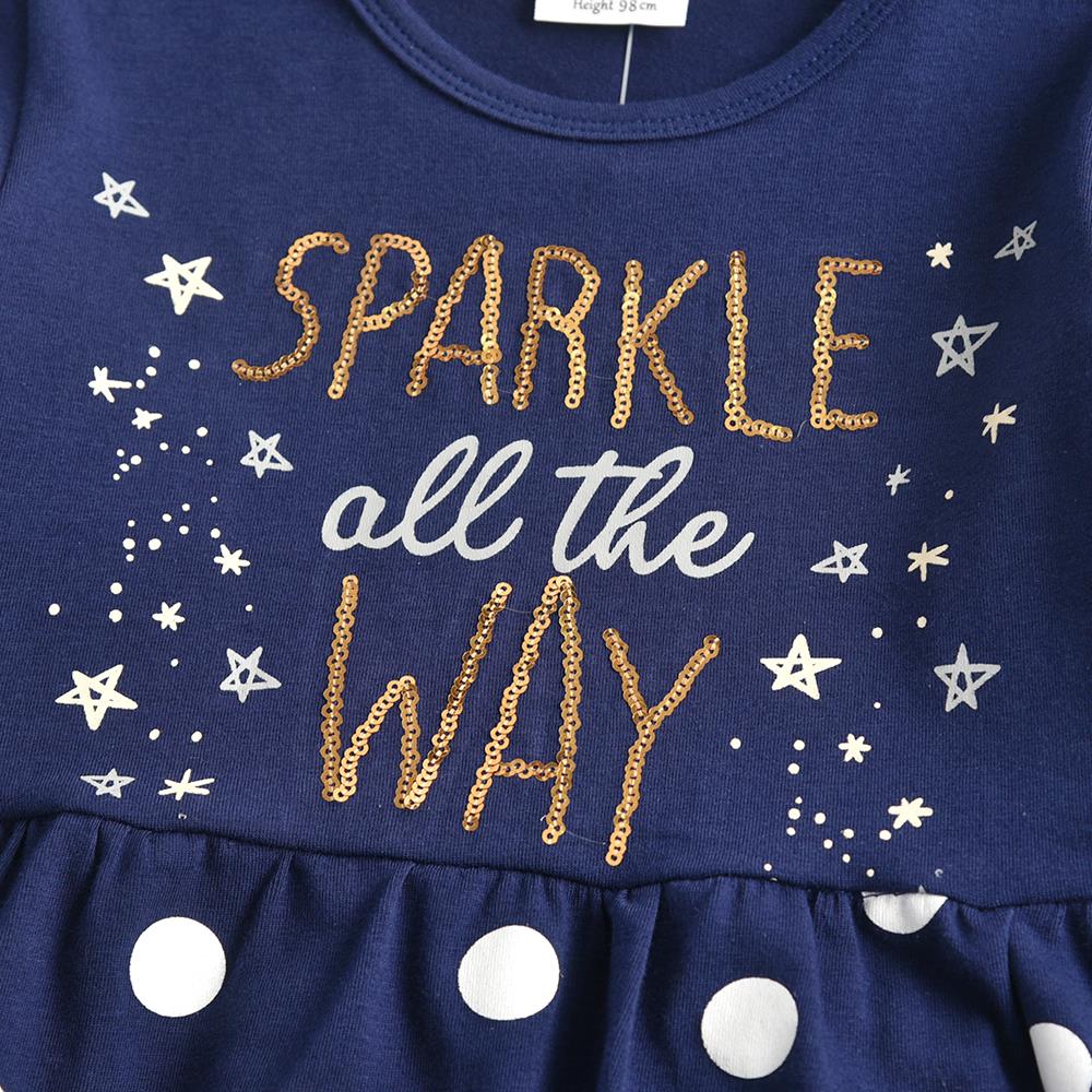 Christmas Sparkle all the why Spot Cord Dress Girl Toddler Cotton Long Sleeve Dress