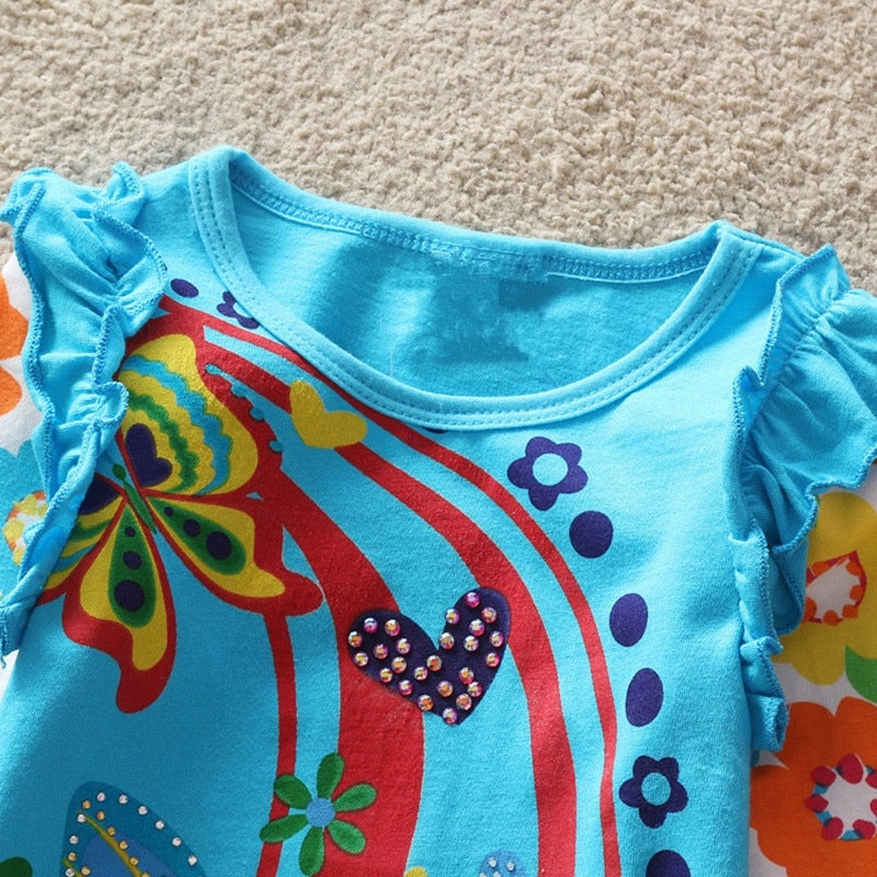 Colorful Butterfly Pattern Girl Toddler Long Sleeve Tee T-Shirts