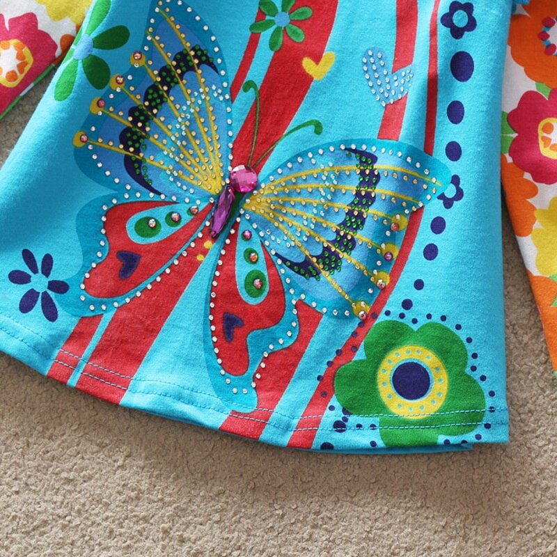 Colorful Butterfly Pattern Girl Toddler Long Sleeve Tee T-Shirts