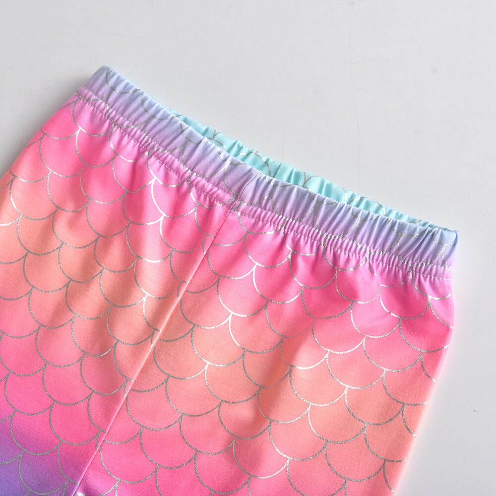 Colorful Mermaid Girl Toddler Trousers Children Girls Soft Elastic Skinny Shinny Long Pants