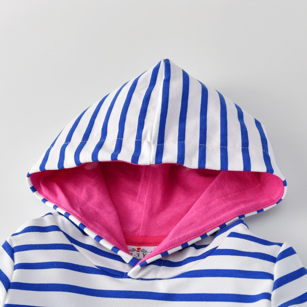 Flamingo Pattern Hooded Dresses for Girl Toddler Striped Hoodies Dress