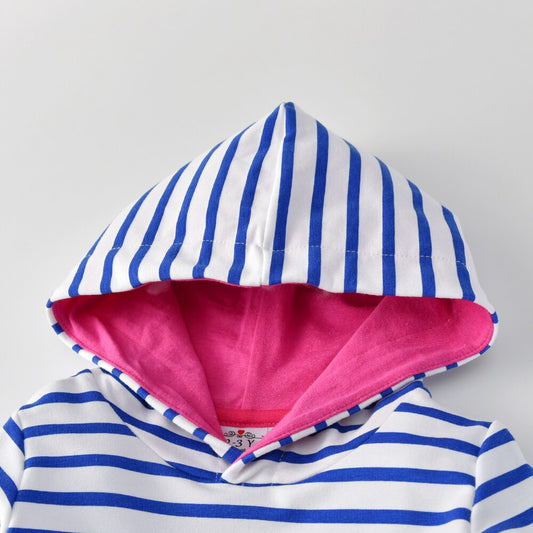 Flamingo Pattern Hooded Dresses for Girl Toddler Striped Hoodies Dress
