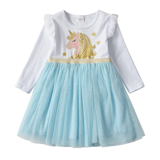 Unicorn Glitter Girl Toddler Tutu Long Sleeve Dress