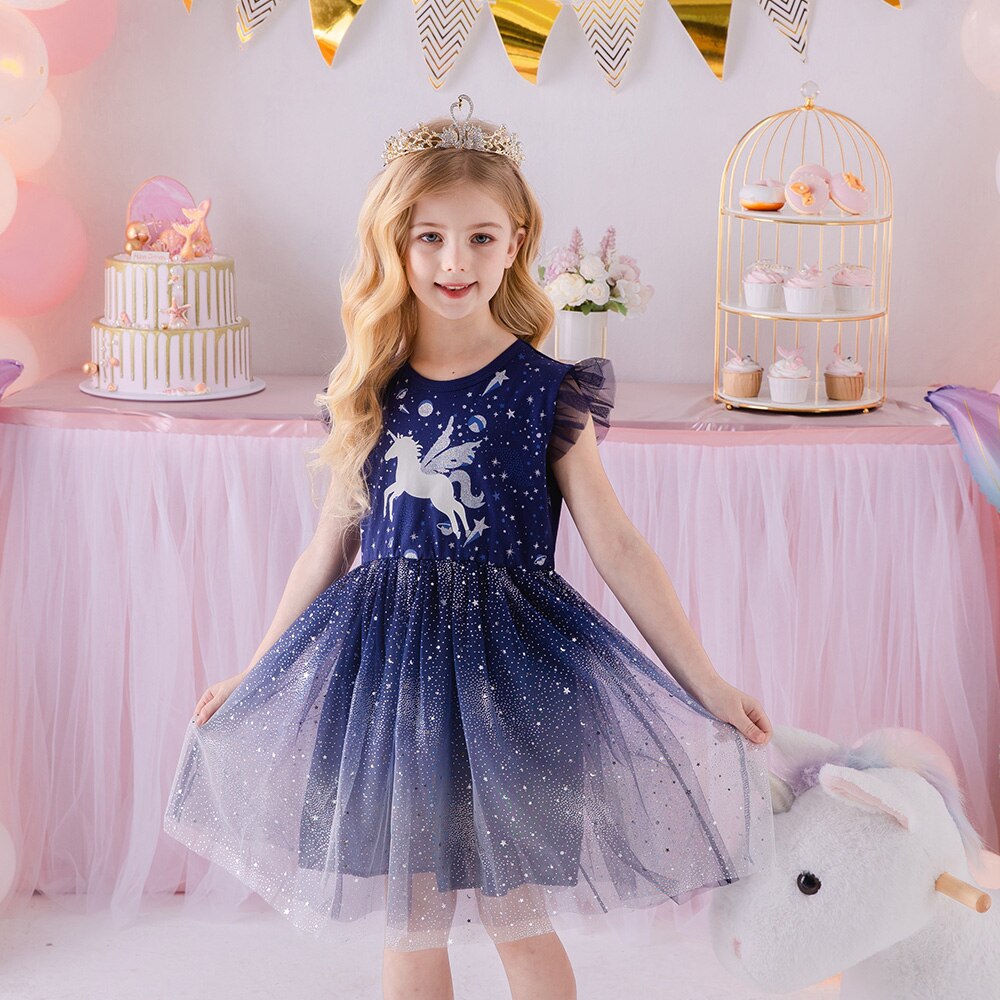 Girl Princess Dress Summer Kids Wedding Party Prom Elegant Dresses Kids Unicorn Sequins Dress