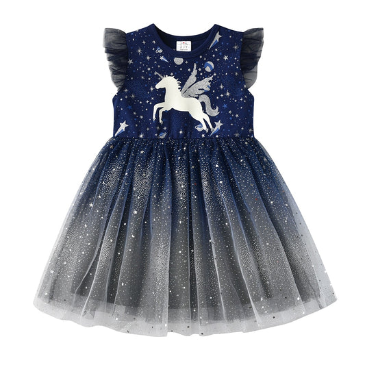 Girl Princess Dress Summer Kids Wedding Party Prom Elegant Dresses Kids Unicorn Sequins Dress