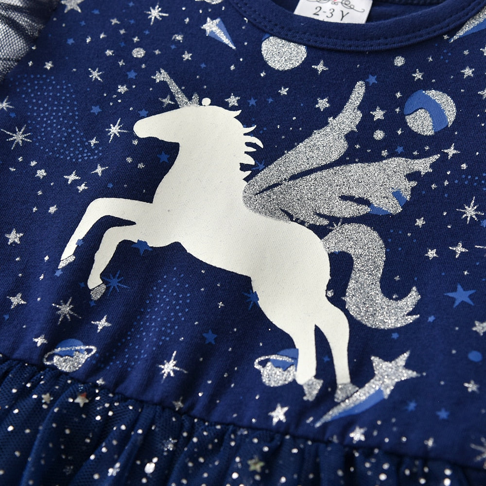 Girl Princess Dress Summer Kids Wedding Party Prom Elegant Dresses Kids Unicorn Sequins Dress
