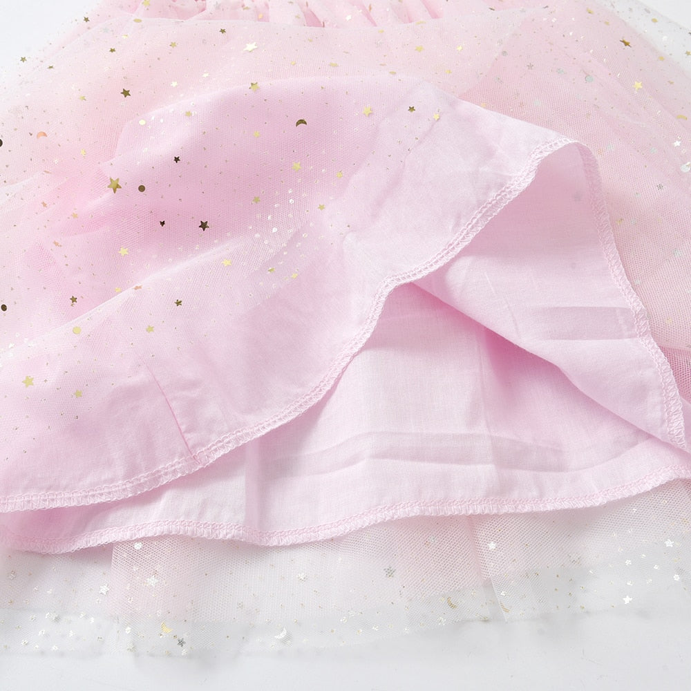 2Y-8Y Girls Pink Summer Dress Unicorn Princess Tutu Dress Sleeveless Sparkle Tulle Kids Dress