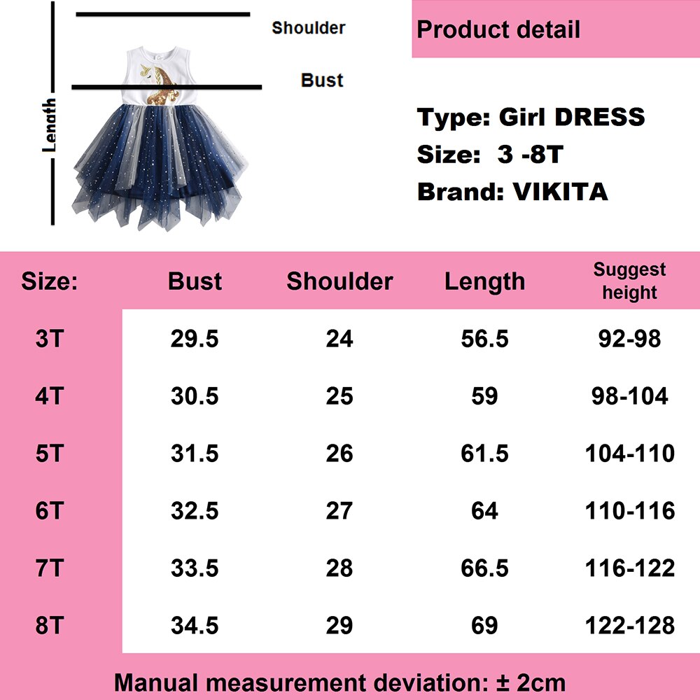 Girls Summer Dress Cute Unicorn Party Tutu Dress Casual Sleeveless Cotton Sparkle Tulle Dress