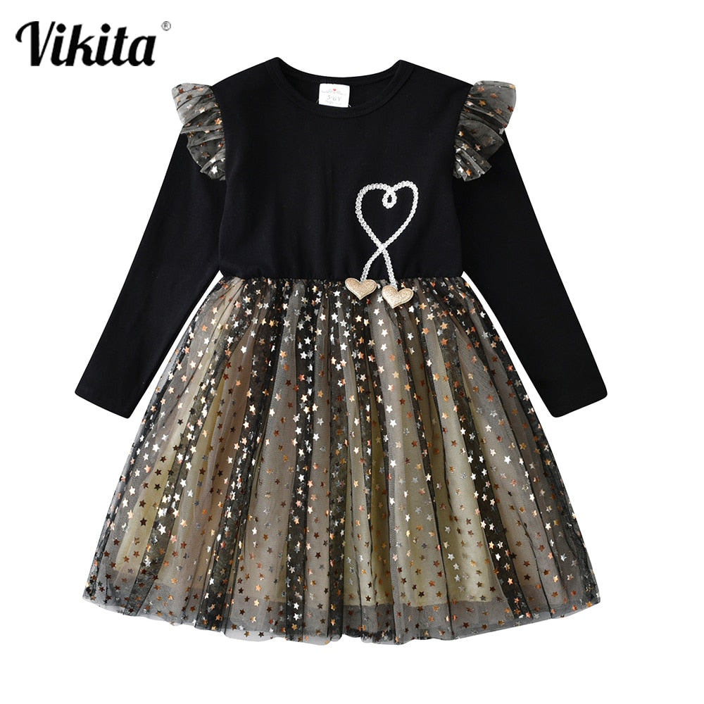 Little Heart Star Sequins Tutu Dress for Toddler Girl 3-8T